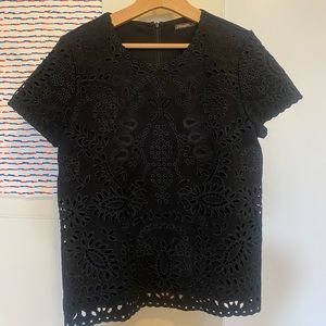 J. McLaughlin black embroidered shirt
